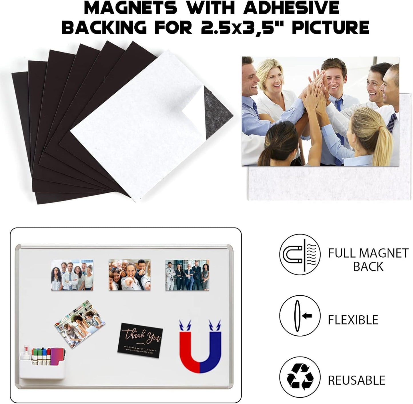 Magnetic Sheets with Adhesive for Wallet Size Pictures,2.5x3.5-80 Pack,Bulk Self Adhesive Backing,Create Picture Magnets for Refrigerator,Peel and Stick on,Decoration Your Home and Classroom