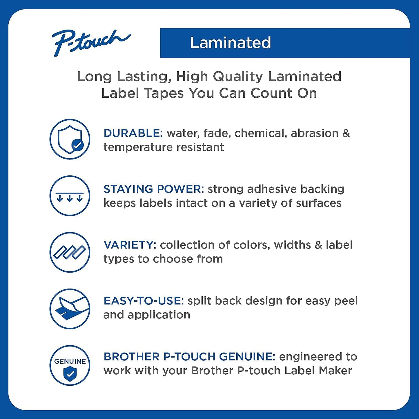 Brother Genuine P-Touch, TZe-231 10-Pack Tape (TZE23110PK) ½ inch (0.47 inch) x 26.2 ft. (8m) (Pack of 10) Laminated P-Touch Tape, Black on White