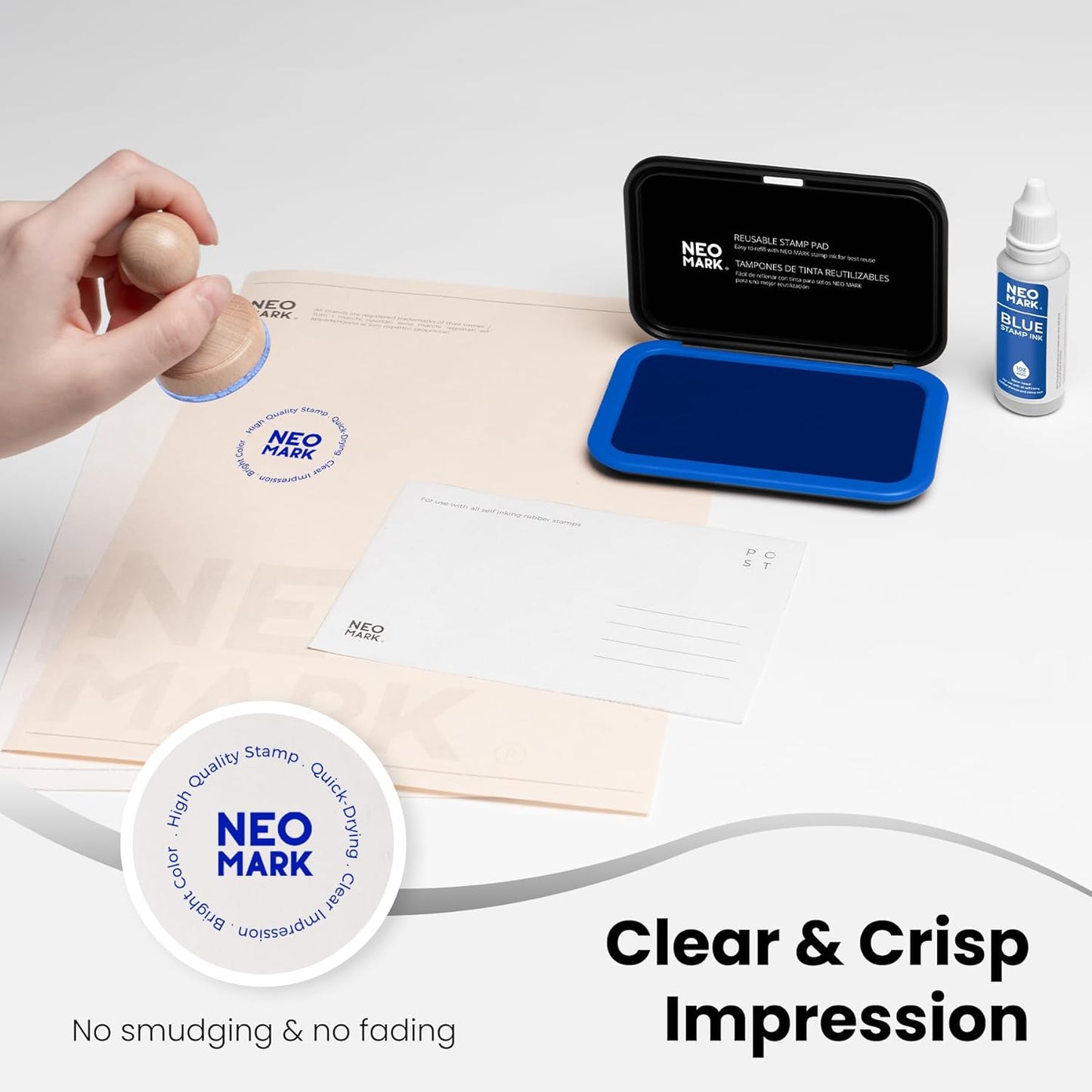 Medium Stamp Pad -2.8"x 4.4", Magnetic Lid, Premium Quality Felt Stamp Pad (Blue)