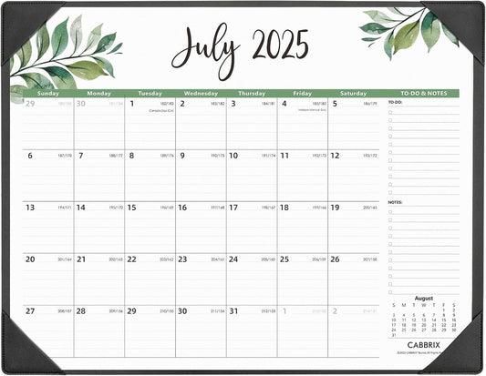 Large Desk Calendar 2025-2026 with Desktop Mat, Cabbrix Desk Pad Calendar 22 x 17 Inch Covering July 2025 to June 2026, Desk Blotter Calendar 2025 for Home School and Office
