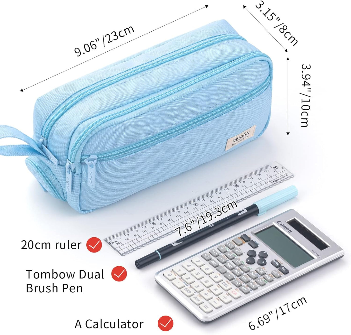HVOMO Large Pencil Case High Capacity Holder Box Storage bag Desk Organizer Marker Pouch Pen For Middle School Office College Adult Girl and Boy(Blue)