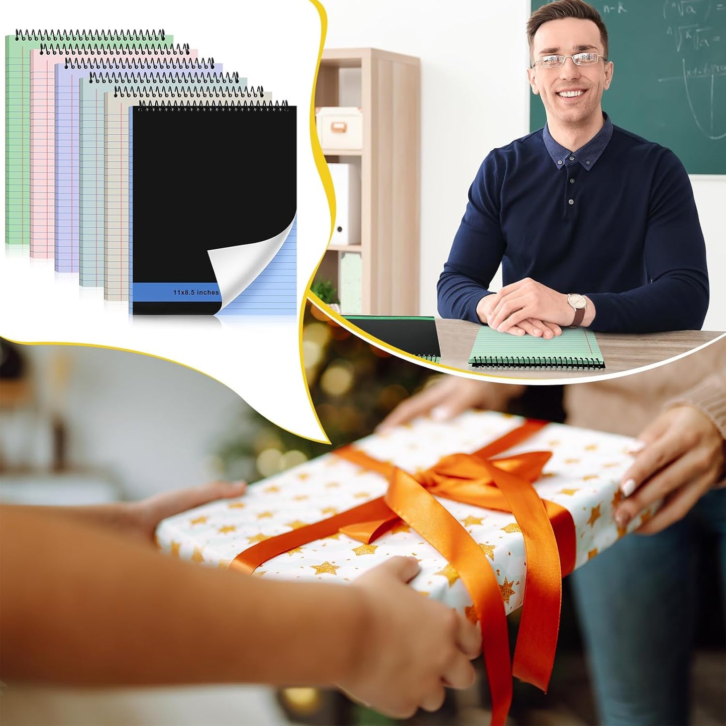 Resurhang 6 Pcs Legal Pad Top Spiral Bound Notebook 70 Sheets Wirebound Notepad Double Sided Ruled Memo Steno Pad with Stiff Back Cover for Business(8.5 x 11 Inches,No Holes,Morandi Color)