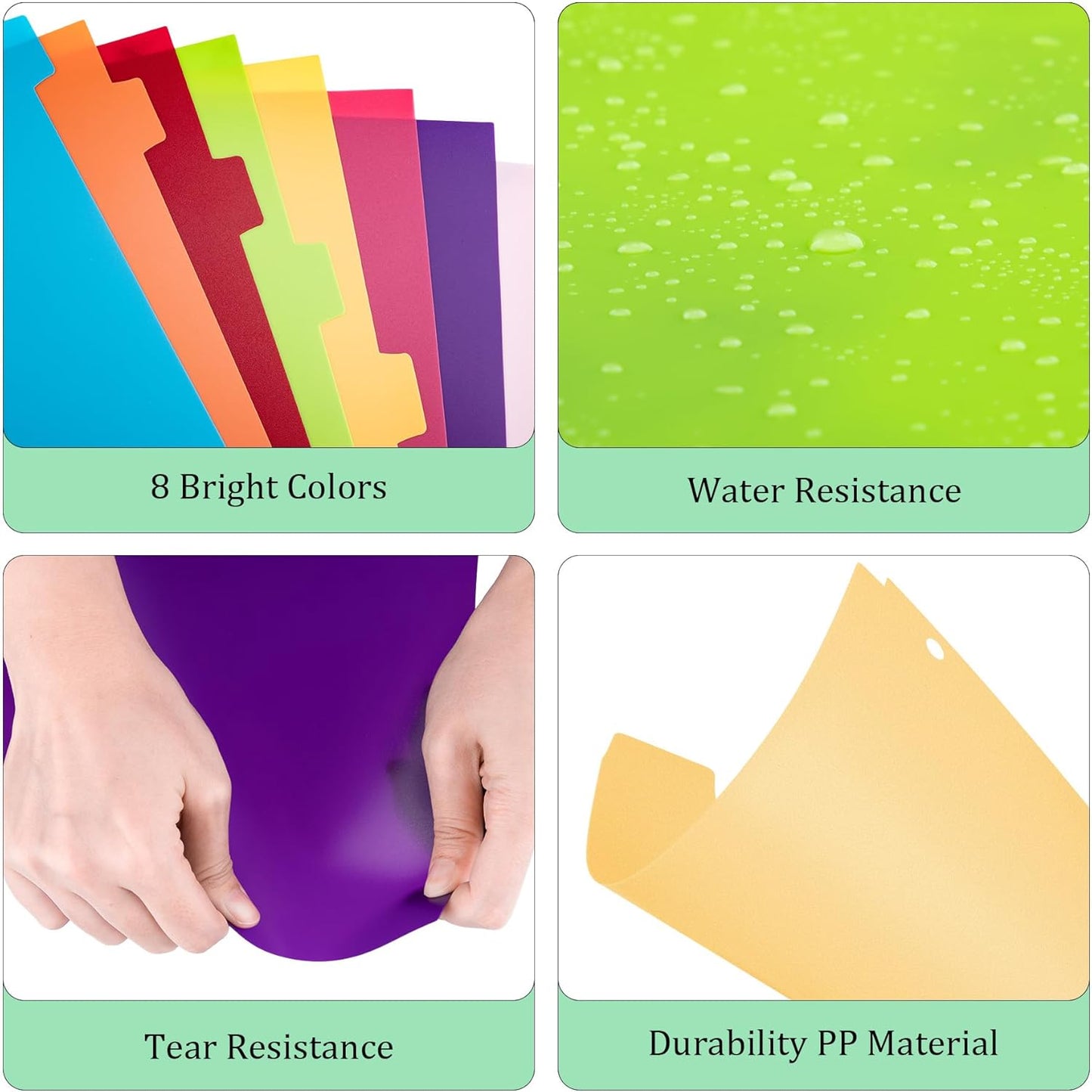 24PCS/3 Set Binder Dividers with Tabs, 8-Tab Dividers for 3 Ring Binder, 3-Hole Punched Letter Size Plastic 3 Ring Binder Dividers for School Office Home Document Organizer, Multicolor