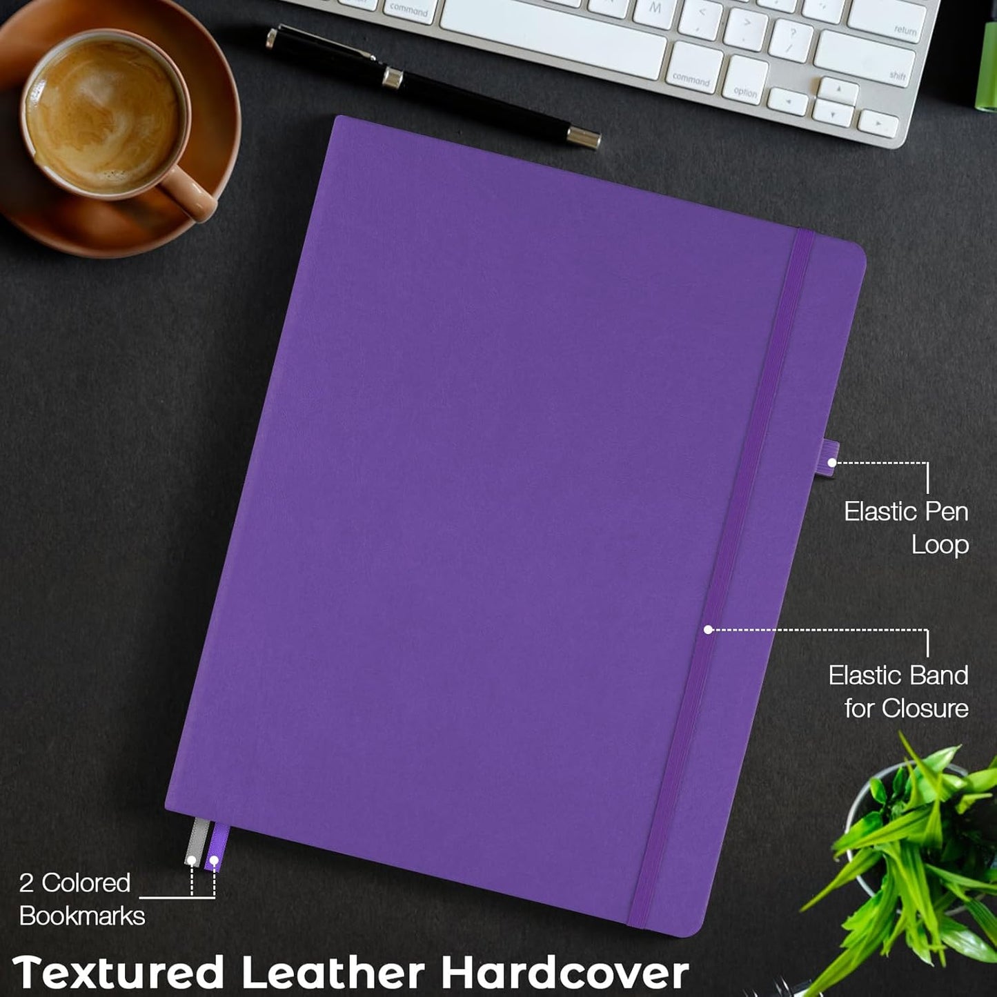 Graph Paper Notebook, Hardcover Notebook 8.5 x 11, Grid Notebook Journal for Women, Men, Large Leather Journals for Writing, Thick Paper, A4 Notebooks for Work, School Supplies, Engineering Purple