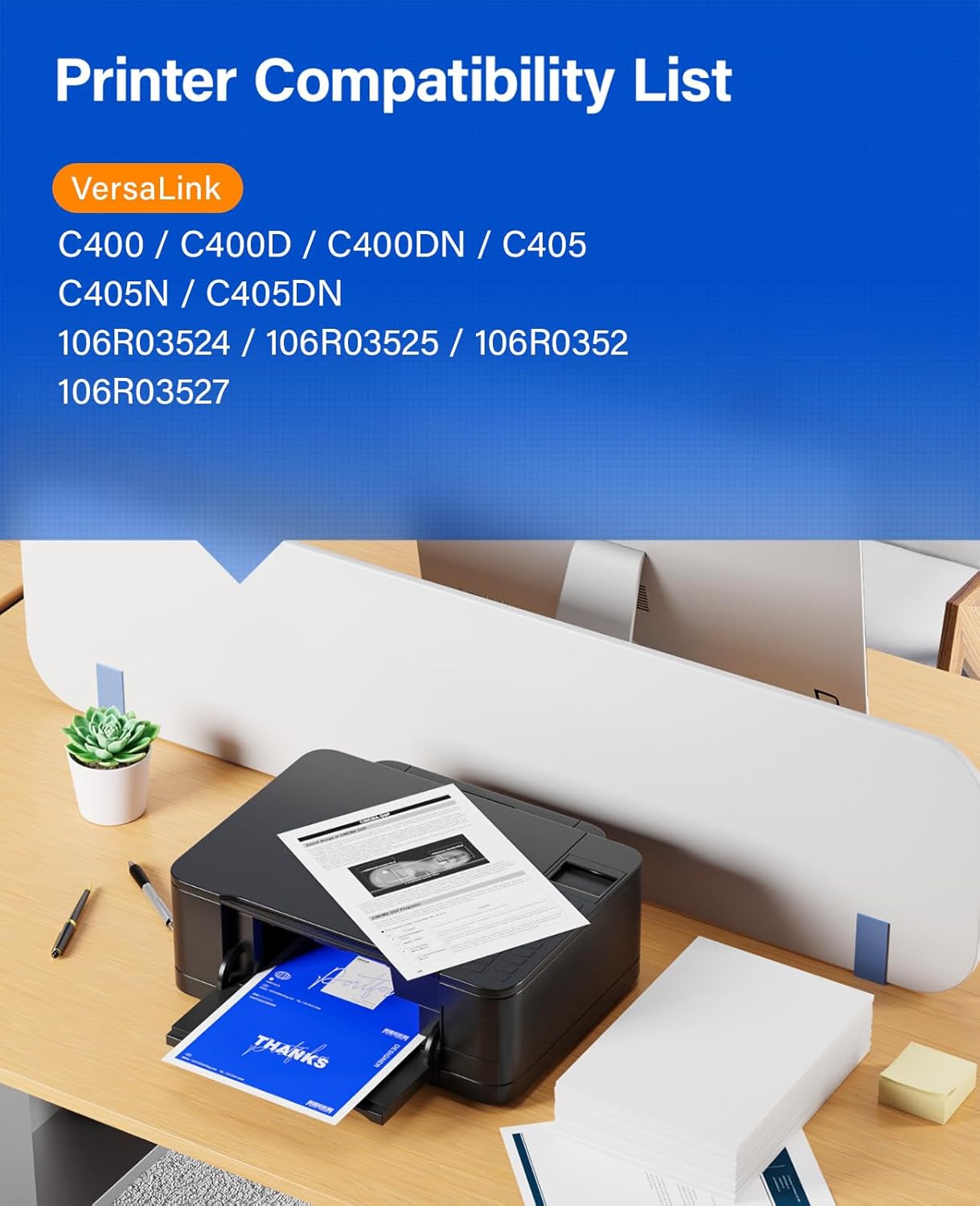 C400 C405 Extra High-Yield Toner Cartridge Set 4-Pack Black Cyan Magenta Yellow 106R03524 106R03525 106R03526 106R03527 Replacement for Xerox Versalink C400 C400D C400DN C405 C405N C405DN Printer Ink