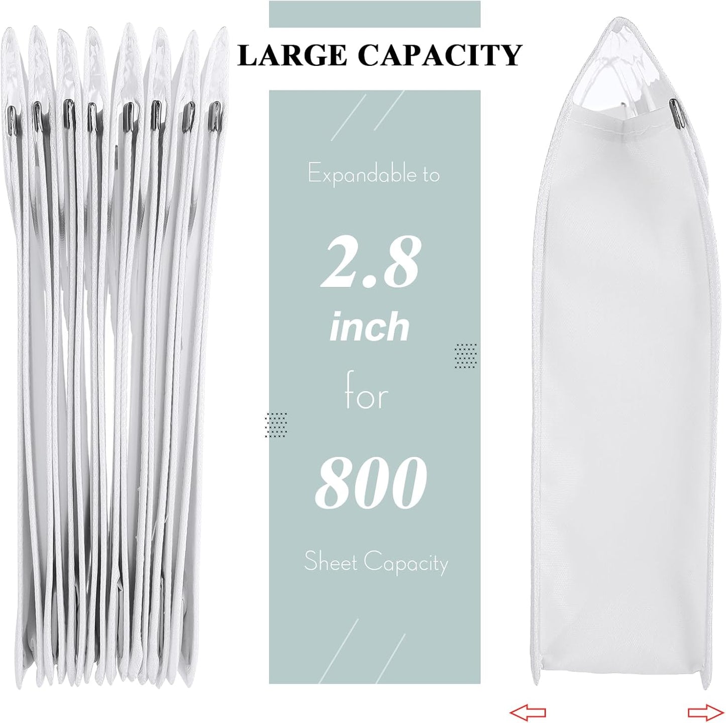 10 Pieces Plastic File Folders Envelope Expanding File Wallet Organizer Documents Folder with Snap Closure and Pocket, A4 Size Waterproof Transparent Pouch(White,Horizontal)