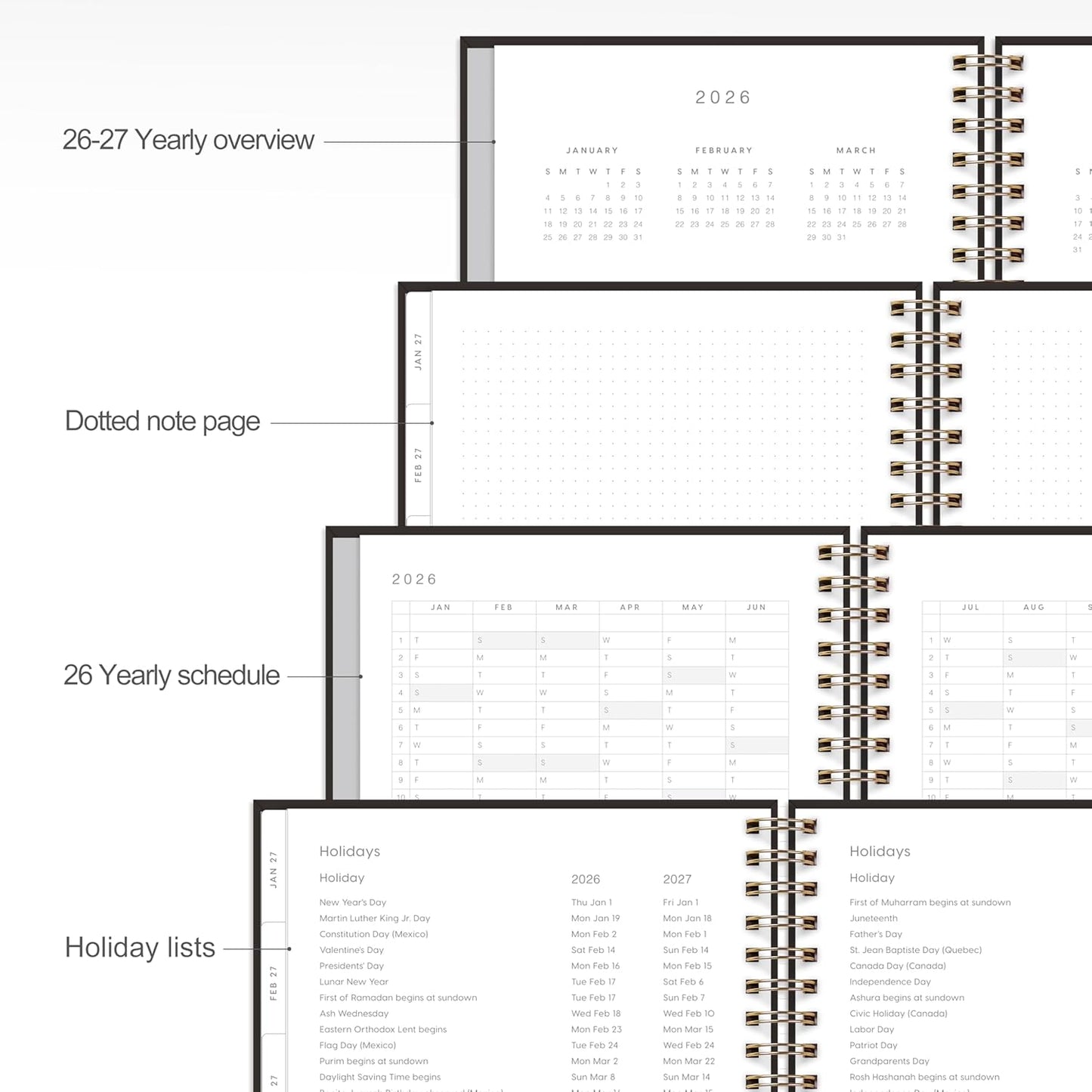 And Per Se 2026 Planner, A4 Size-Daily, Weekly & 18-Monthly Leather Hardcover Planner, Daily Schedule, Monthly Tabs, 100 GSM Thick Paper(Black)