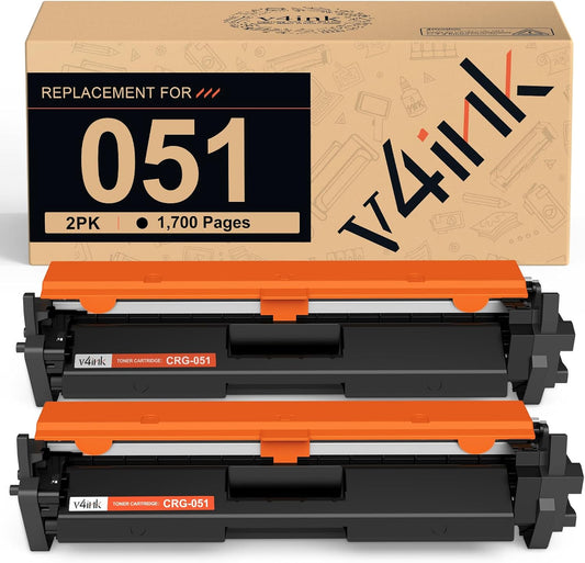 v4ink 2PK Compatible 051 Toner Cartridge Replacement for Canon 051 2168C001 CRG-051 Toner Cartridge Black for Canon ImageCLASS MF269dw MF267dw MF264dw LBP162dw LBP161dn LBP160 MF260 Printer