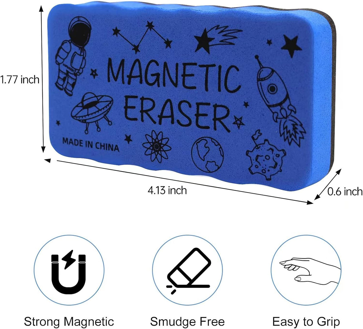 IHPUKIDI Dry Erase Eraser, Magnetic Whiteboard Eraser 4 Pack White Board Erasers, Dry Eraser for Whiteboard, Chalkboard, and Glass, Perfect for Classroom, Home, Office，4 Colors