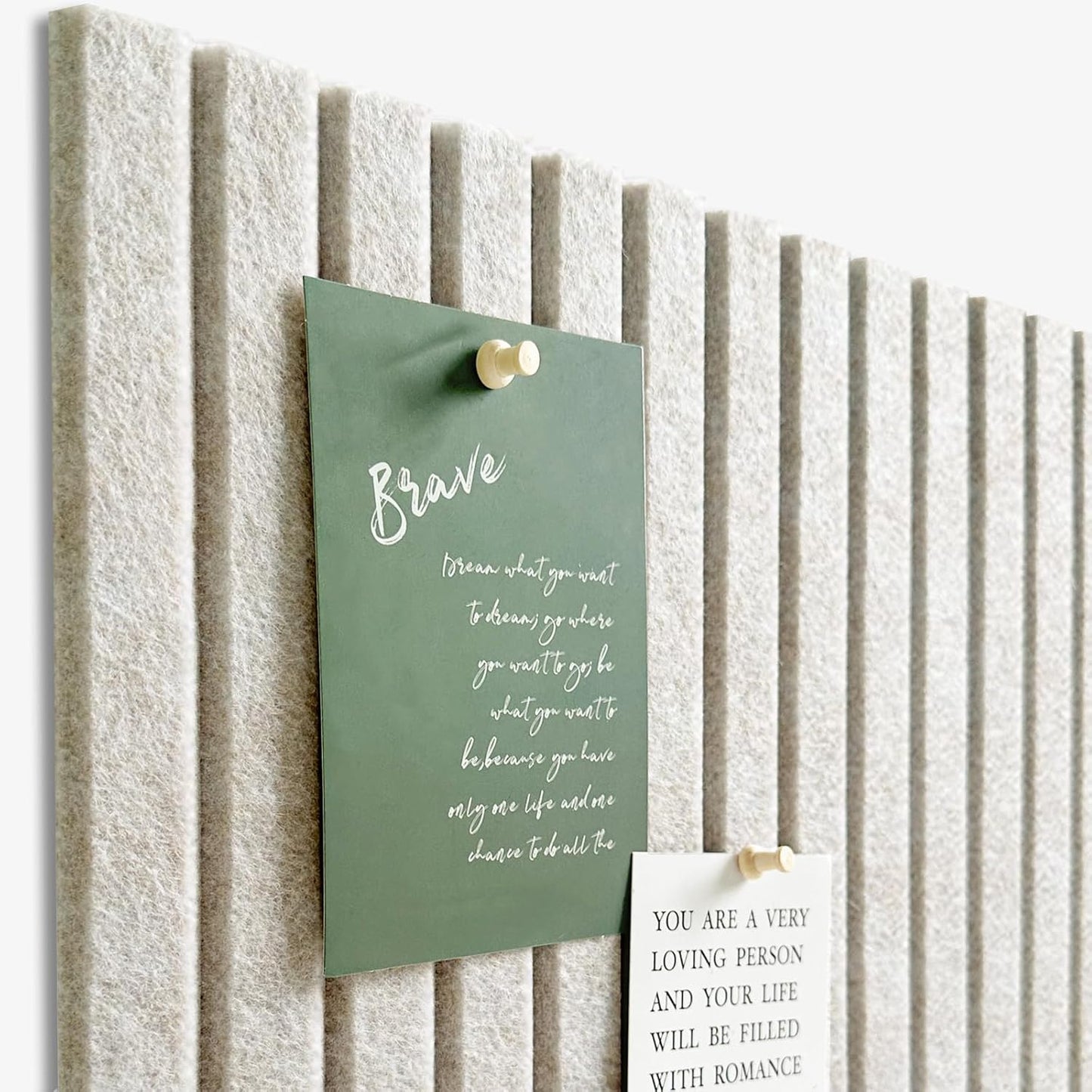 Large Cork Board for Office, 8 Pack Felt Wall Tiles with Slat Wall Paneling, Felt Bulletin Board Pin Board Cork Boards for Walls - Oatmeal