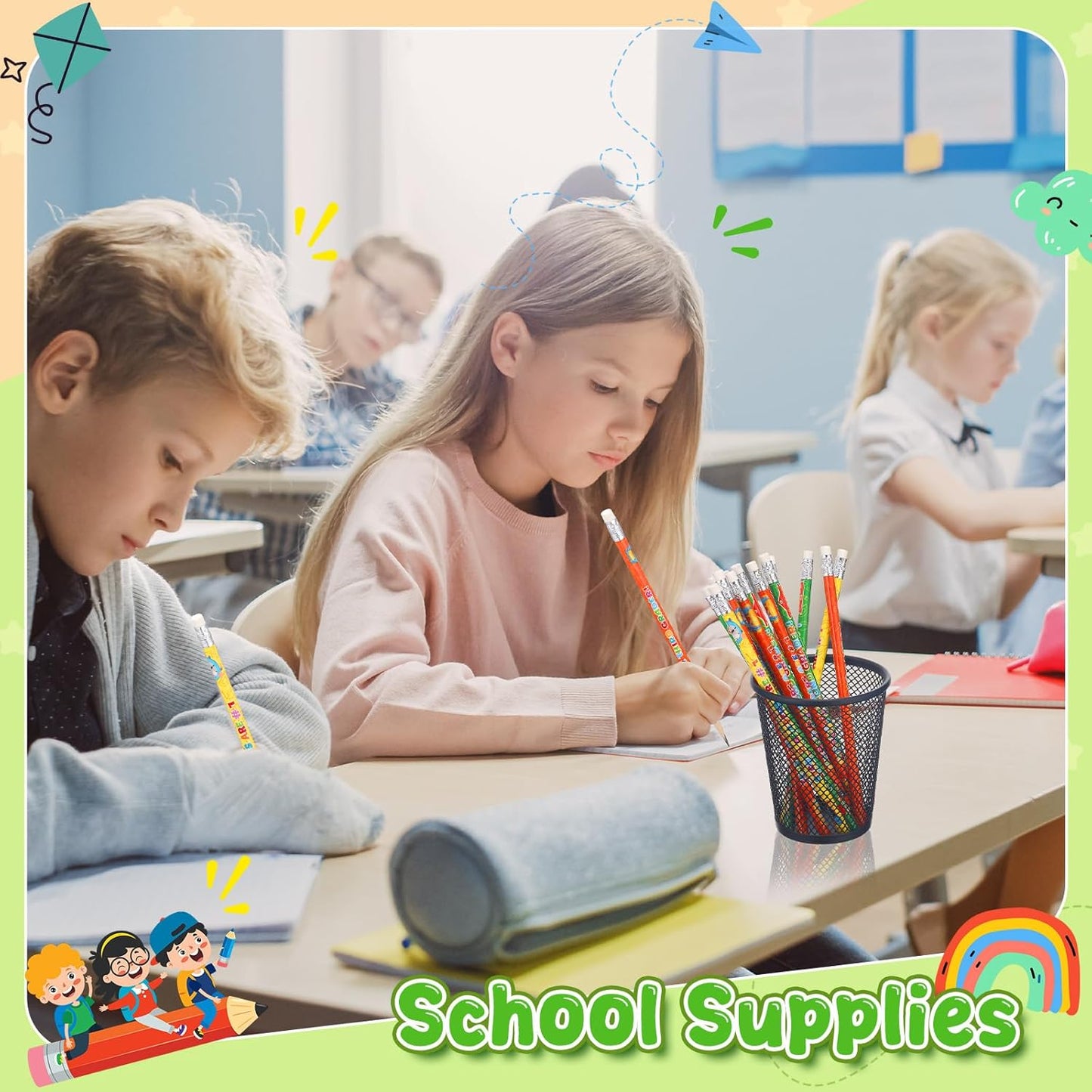 Tenceur 120 Pcs 3rd Graders Pencils, 3 Motivational Cute Pencils Bulk with Erasers for Kids Student Teacher Classroom Reward Back to School Supplies