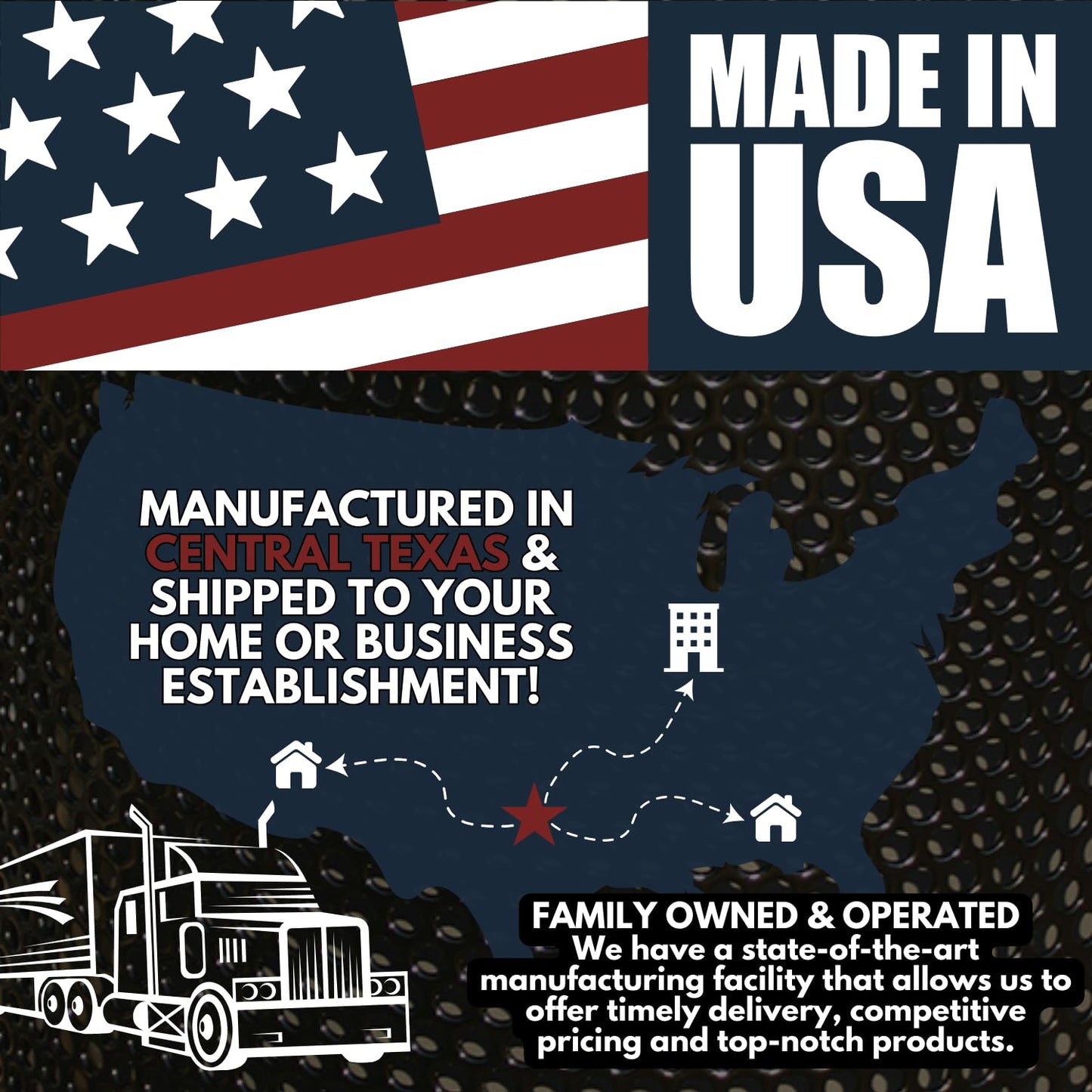 RFT-BLK Heavy Duty 32 Gallon Round Trash Receptacle, Liner Included, Black with Black Flat Top, Made in America