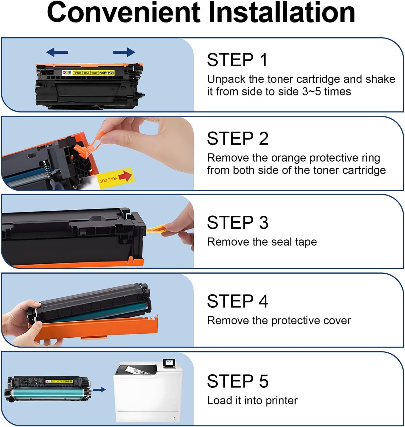 655A Toner Cartridge 4 Pack(with Chip) Compatible with 655A for Color Enterprise M652n M652dn M653dn M653x M653dh Printer(Black Cyan Yellow Magenta)