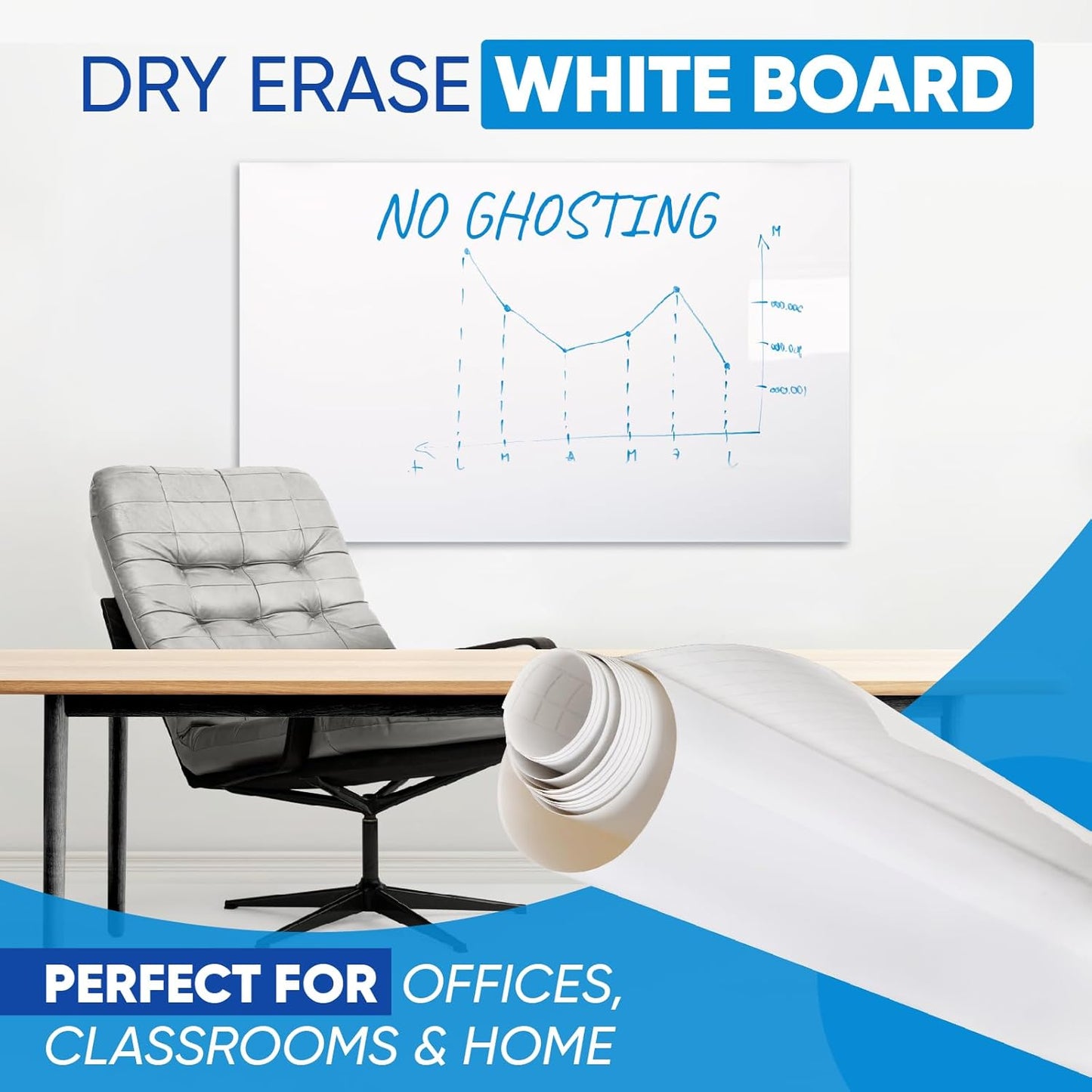 Whiteboard Sticker for Wall, 132" x 36" (11x3 FT) Peel and Stick Dry Erase White Board Roll, Stain-Proof Self-Adhesive Whiteboard Paper for Home, Office, Classroom
