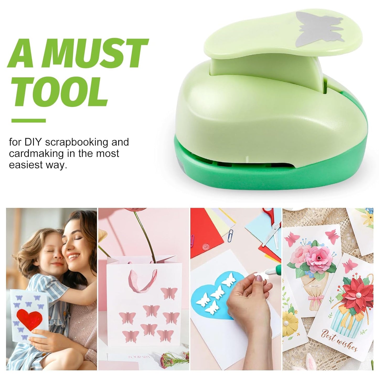 UCEC Butterfly Punch Cutter 1-inch, Paper Punches for Crafting, Craft Lever Punch Handmade, Hole Shape for Paper Crafting, Scrapbook, Cards Decoration, DIY Arts Projects