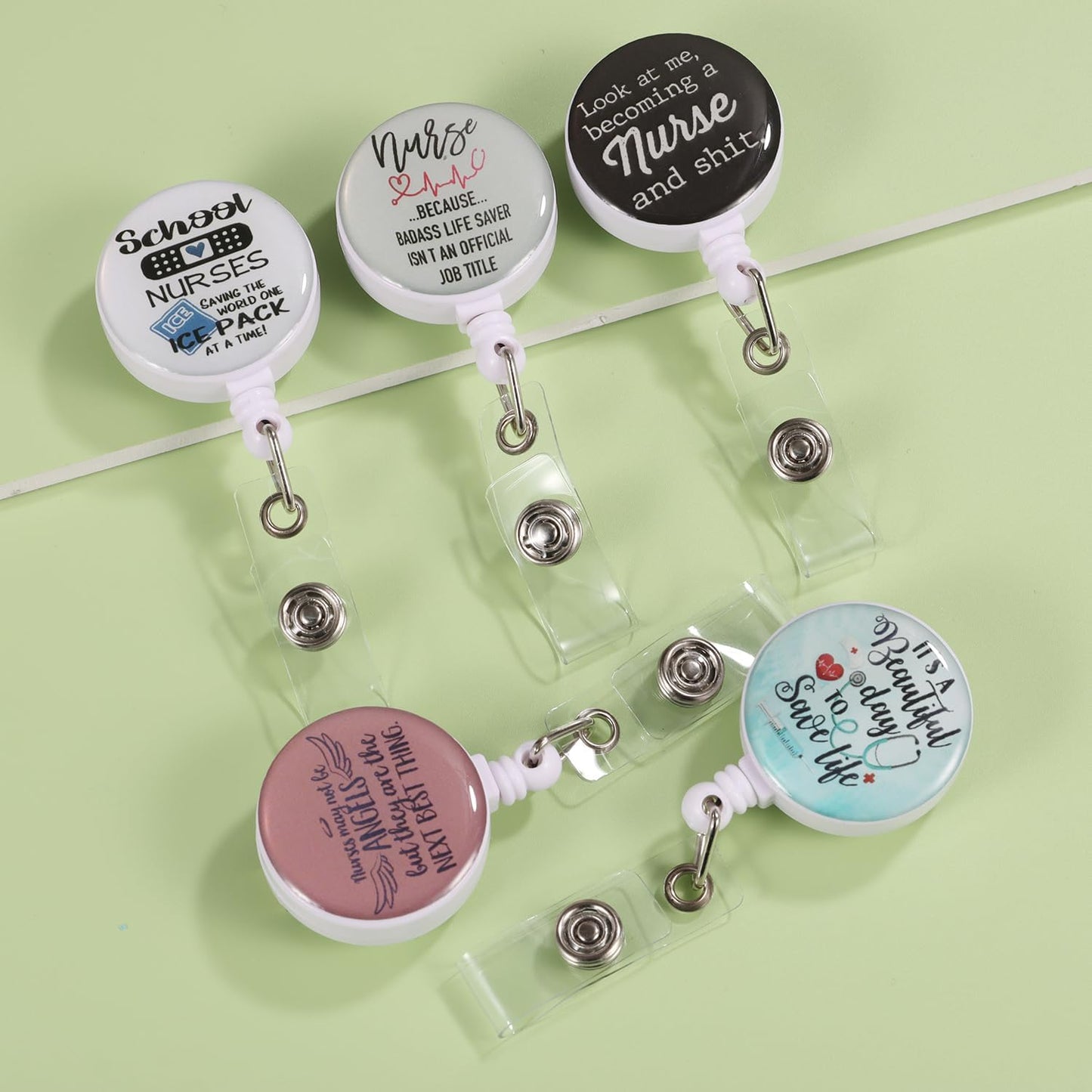 16pcs Badge Reels Retractable Badge Holders,Id Badge Holders Retractable with Clip,Cute Badge Reel for Men,Women,Girls 16