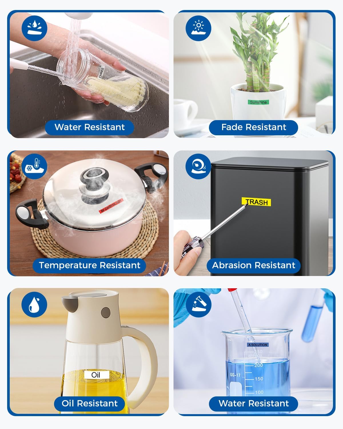 TZe TZ Tape 6mm 0.23" Laminated Colored Compatible for Brother P Touch TZe-211 TZe-111 Label Tape for PT-D210 D220 H110 D400 Label Maker, Black on White/Clear/Red/Blue/Yellow/Green, 1/4 Inch, 6-Pack