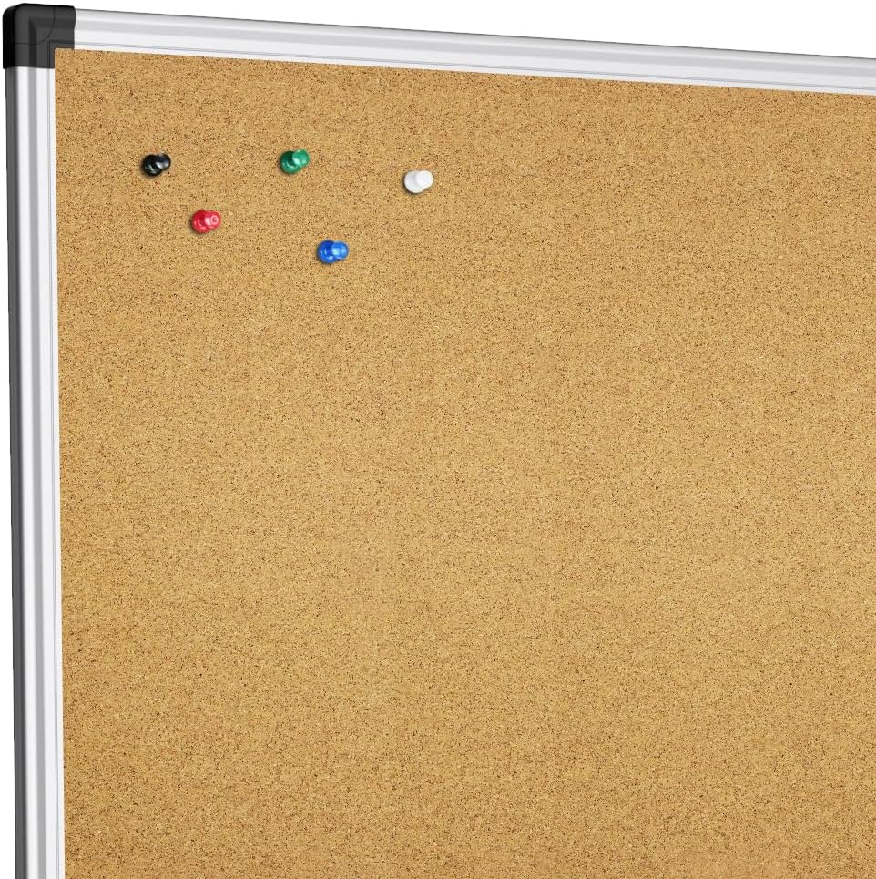 XBoard 24 x 18 Inch Wall-Mounted Office Cork Board, Notice Bulletin Board with Aluminum Frame