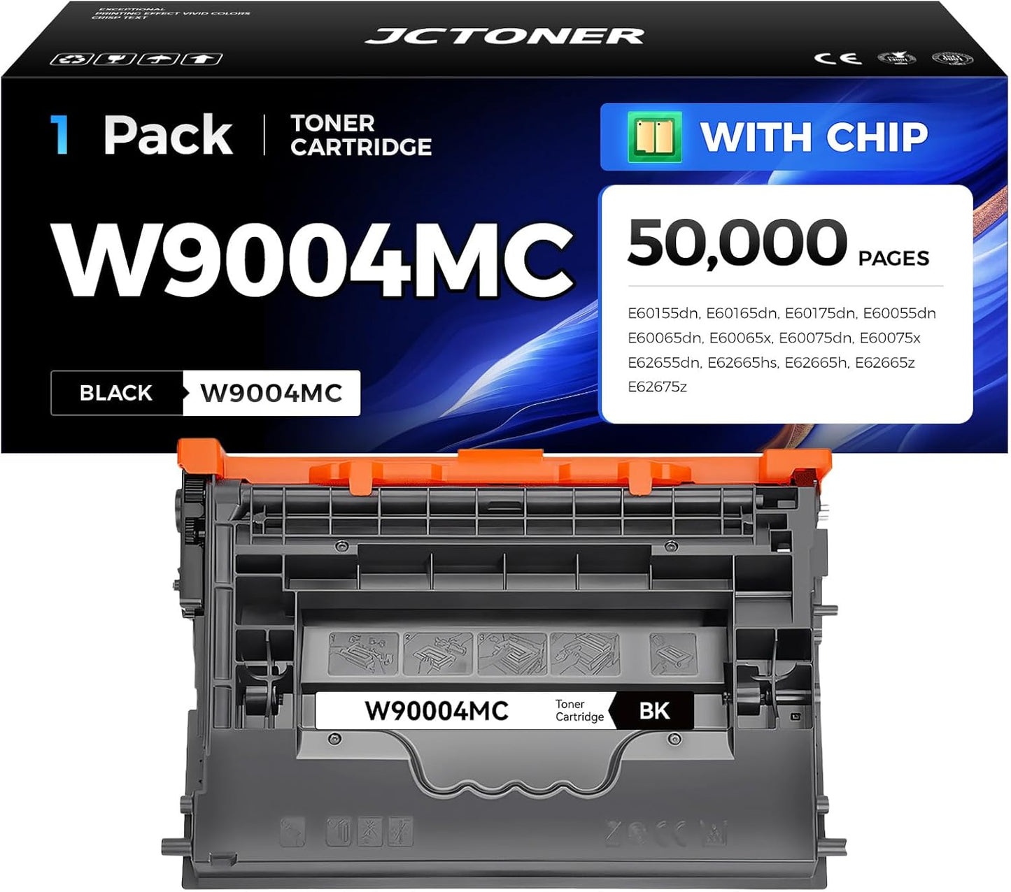 W9004MC Black Toner Cartridge 1-Pack High Yield with Chip Replacement for HP W9004MC Toner Compatible for Managed E60155dn E60165dn E60175dn E60055dn E60065dn E60075dn MFP E62655 E62665 E62675 Printer