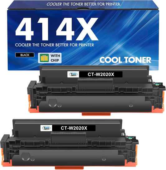 414X Black Toner Cartridge Compatible Replacement for HP 414X 414A W2020X W2020A for HP Color Pro MFP M479fdw M454dw M479fdn M479dw M454dn M479 M454 Printer Ink (Black, 2Pack)