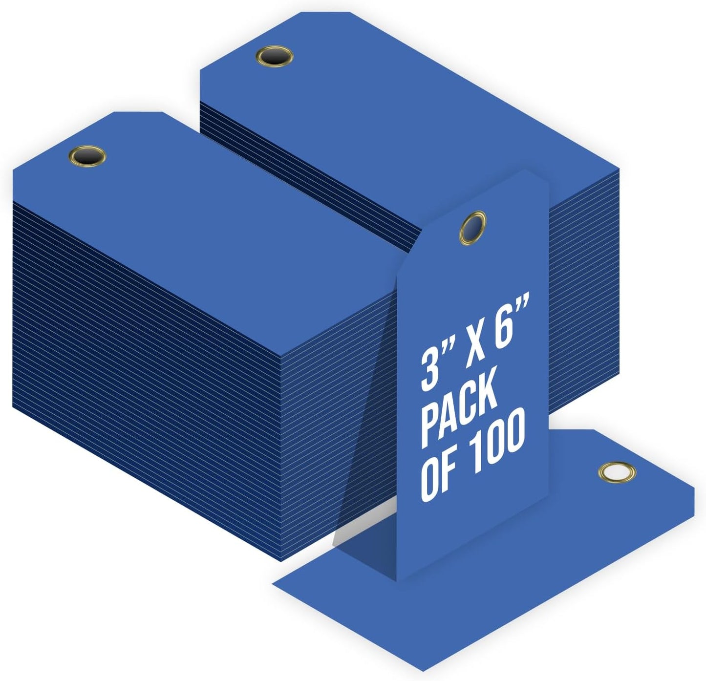 Tags 4 Less 15 Mil Waterproof Plastic Tags, Pack of 100 – 3” x 6” Heavy Duty Plastic Tags for Labeling, Outdoor Tagging, Equipment Labeling, Luggage, Valves & More (Dark Blue)