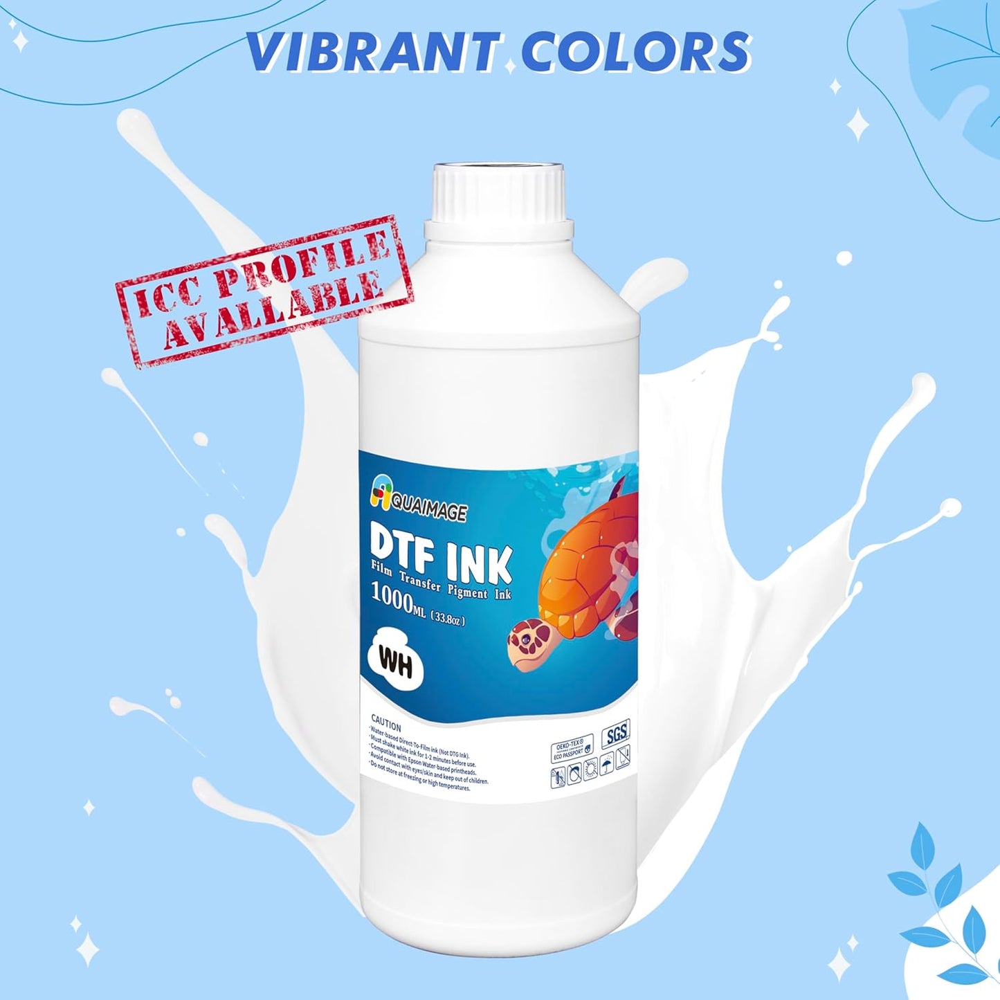 Premium DTF White Ink-DTF Transfer Ink for PET Film Refill Ink for ET-8550, XP-15000, XP600, I3200, L1800, Premium DTF White Ink Direct to Film Heat Transfer Printing(1000ml 33.8oz)