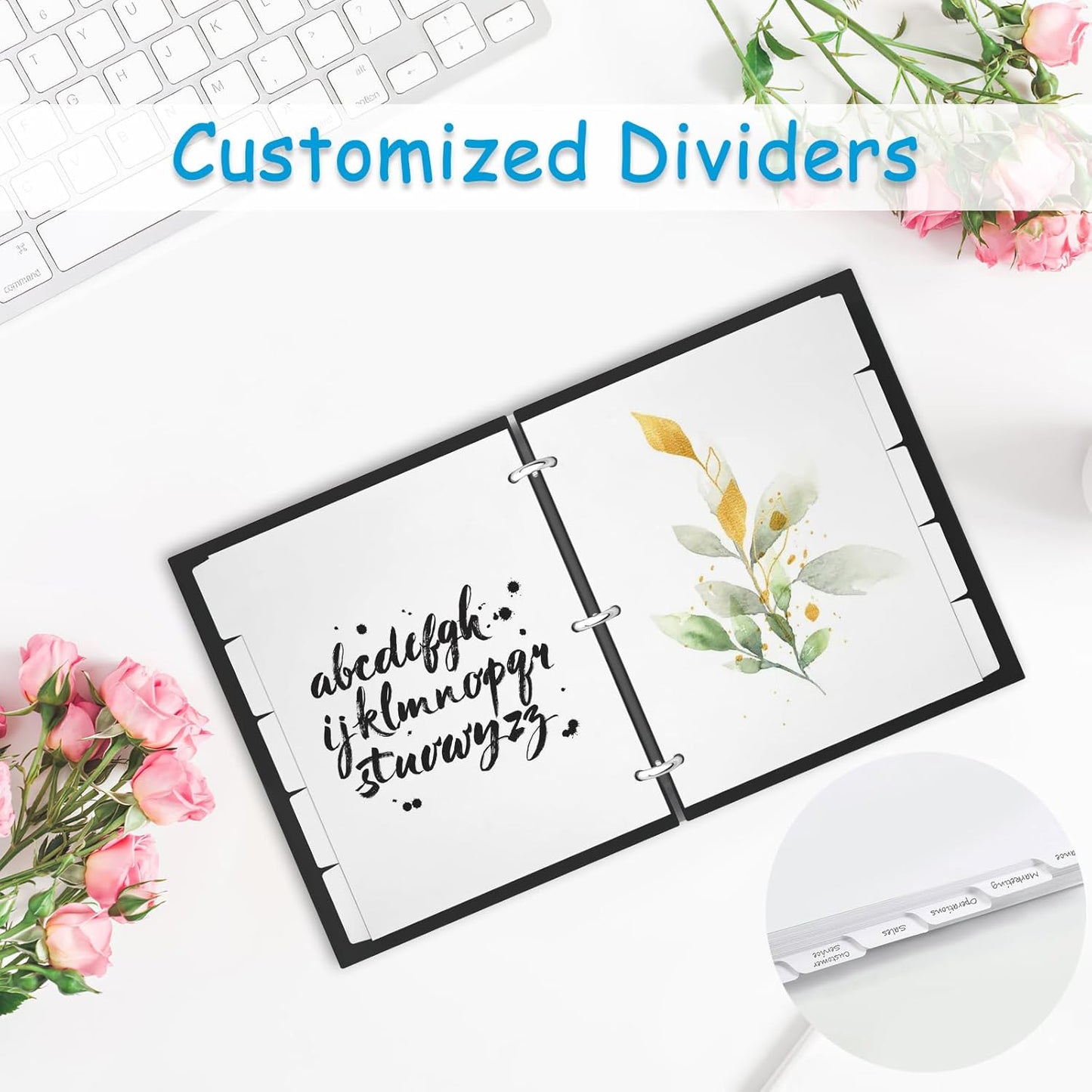 Binder Dividers for 3 Ring Binder, 1/5 Cut Tabs, Letter Size, Blank Write On Page Dividers with 5 Big Tabs for School Office Home, 12 Sets, 60 Dividers, White