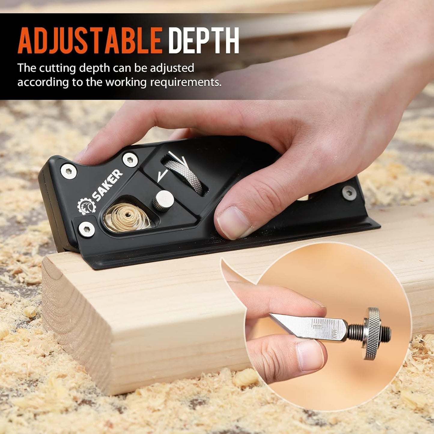 Saker Chamfer Plane-Woodworking Edge Corner Flattening Tool with Auxiliary Locator,Hand Chamfering Planer Suitable for Quick Edge Trimming of Wood (upgrade -1 Cutter Head, Black)