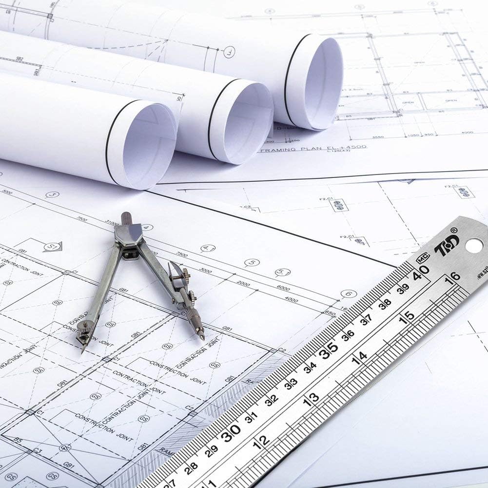 ZZTX Ruler Metal Straight Edge Stainless Steel Ruler 12 Inch Ruler Set Rulers Bulk 12 Pack