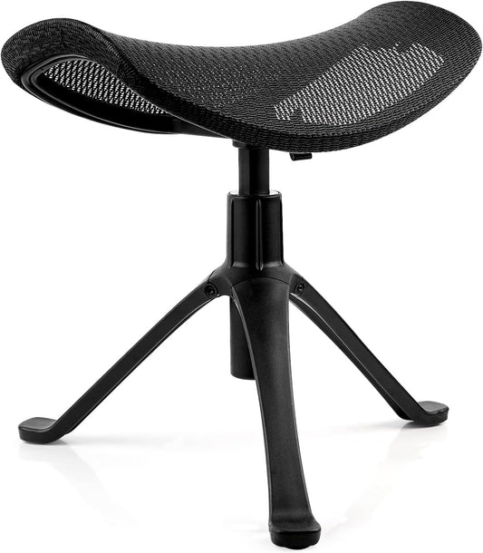 Footrest for Desk Adjustable Height 2-in-1 Function Rotatable Ergonomic Under Desk Footrest Ottoman Stool Rolling Leg Rest for Home Office (Black)