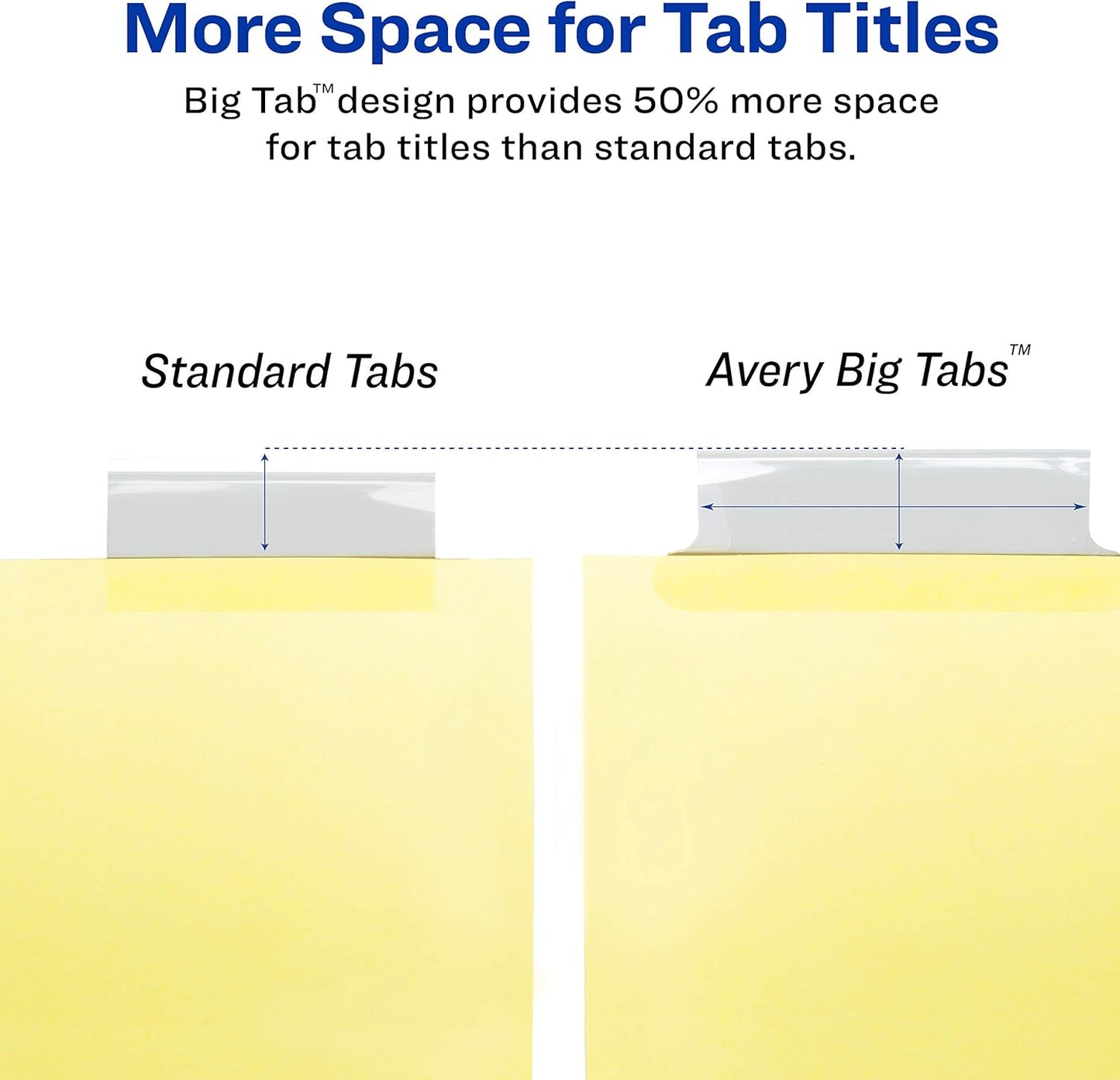 Avery Big Tab Insertable Dividers for 3 Ring Binders, 8-Tab Set, Buff Paper, Clear Tabs, 48 Sets of 11112 (11115)