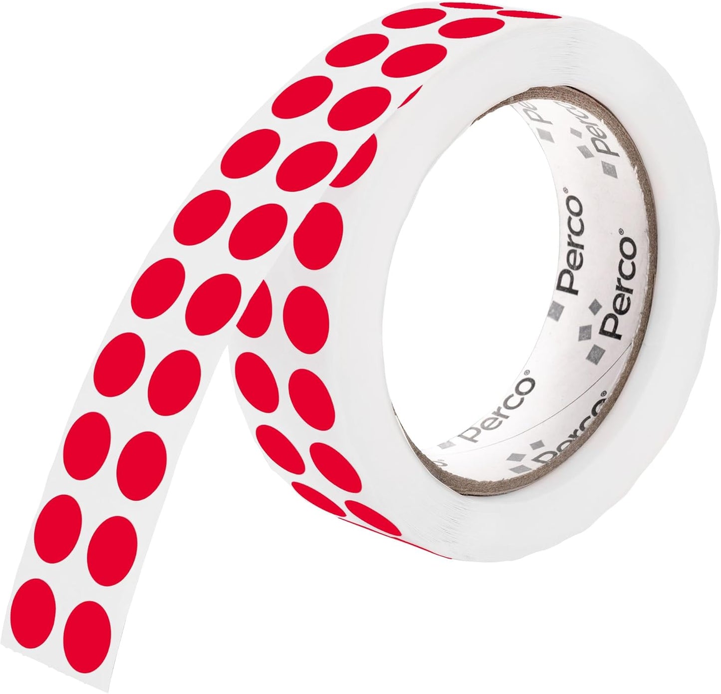 Perco Red 1/2-Inch Round Circle Dot Sticker Labels with Easy Peel Perforation - 3,000 Labels per Roll - Strong Adhesion, Vibrant Colors for Organizing, Crafting & More - Made in USA
