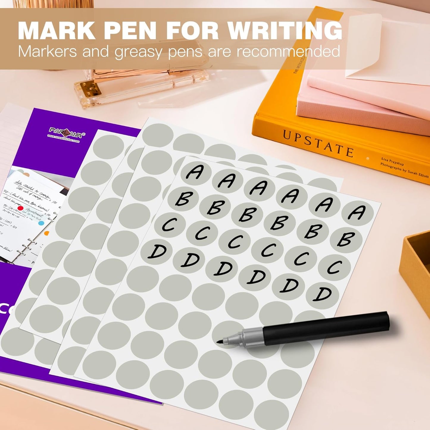 PARLAIM 1 inch Round Gray Dot Sticker,720PCS Permanent Adhesive Color Code Circle Sticker Labels for Office Classroom Garage Sale