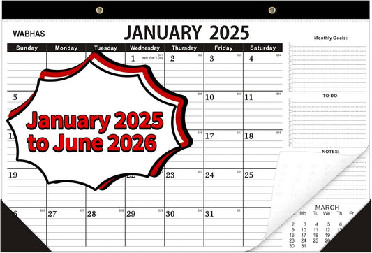 Desk Calendar 2025-2026-18 Months-January 2025 to June 2026,Desk calendar 2025-2026,12x17 in,School Calendar 2025,Office Desk Calendar 2026