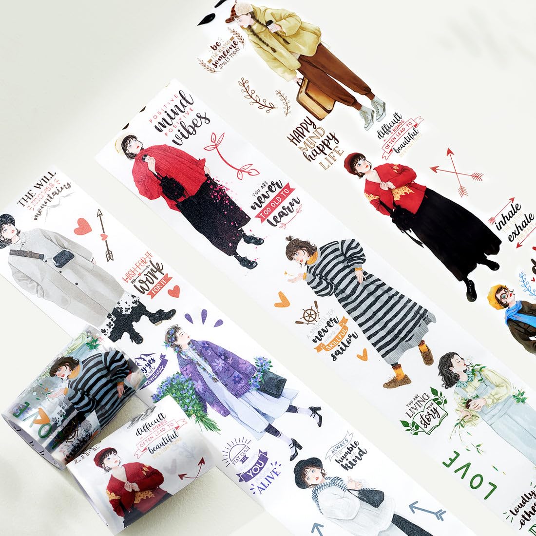 WT First Encounter Wide PET Tape, Single Roll, Original Designs, Transparent Clear Adhesive Tape, Modern Fashion Girls Decorative Tape for Journals, Scrapbook, Bujo Planners, DIY Crafts