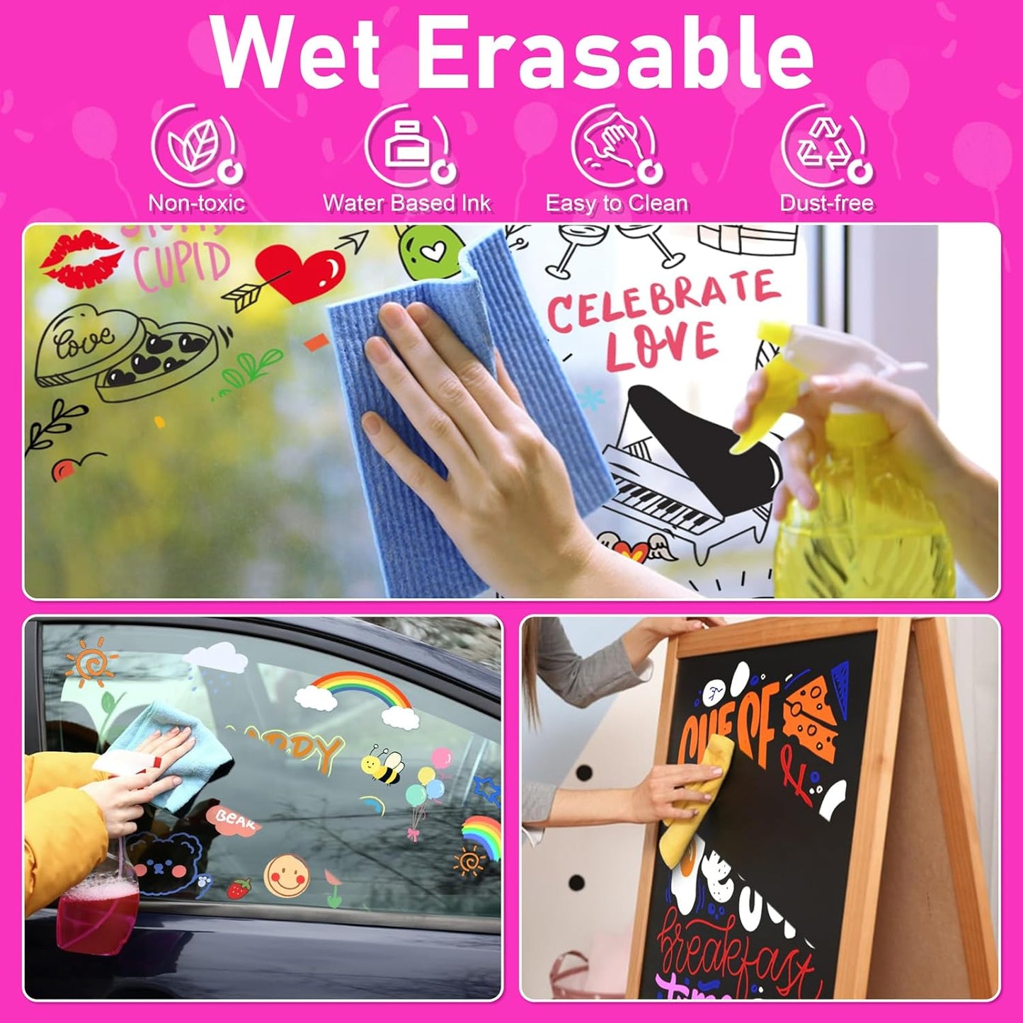 GOTIDEAL Window Markers for Glass Washable,Jumbo Chalk Markers for Blackboard,Car Marker for Auto,Chalkboard,Glass,Mirror,Calendar,School Painting,18 Colors Car Paint Pens with Metallic Colors(10mm)