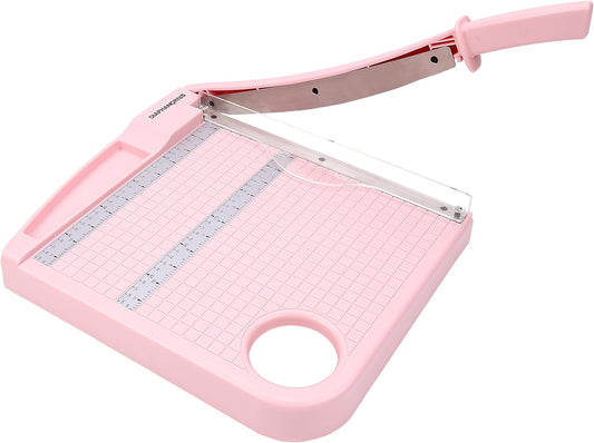 Paper Cutter,Paper Trimmer12 Cutting Length Heavy Duty Guillotine Paper Slicer with Safety Guard and Blade Lock,12 Sheets Capacity,Ideal for Offices,Homes,Printing Shops,Photo Studios (13079PINK)