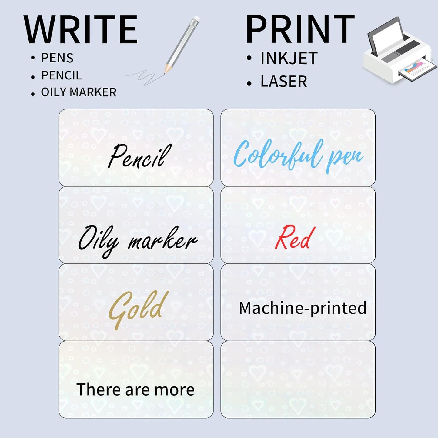STARLIBOO Transparent Stickers Labels - 2" x 4" Clear Address Labels Mailing Stickers for Laser/Inkjet Printer 8.5"×11"- 20 Sheet (Clear Holographic Heart)