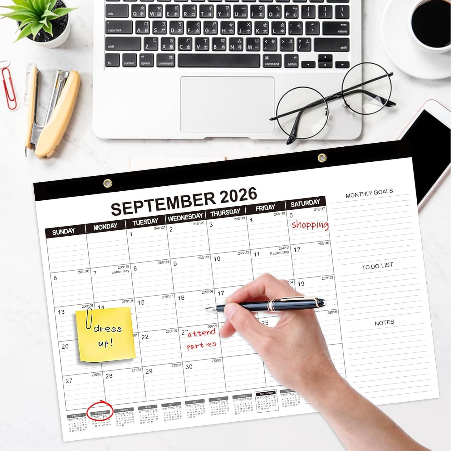 GuassLee Desk Calendar 2025, 5 Packs, 19 Months Calendar 17" × 11.5" Desk Calendar from June. 2025 to December. 2026 with Julian Date, To-do List, Notes, Monthly Goals, for Home School Office