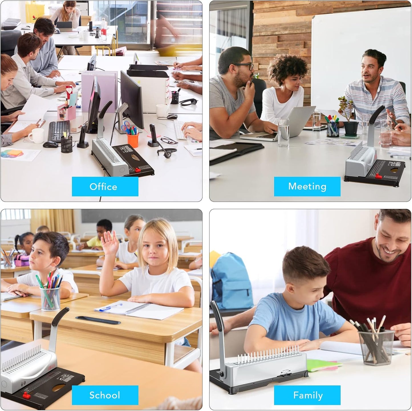 MAKEASY Binding Machine, 21-Hole, 450 Sheets, Comb Binding Machines with 1 Box Comb Bindings Spines, Comb Binder for Letter Size, A4, A5 Paper