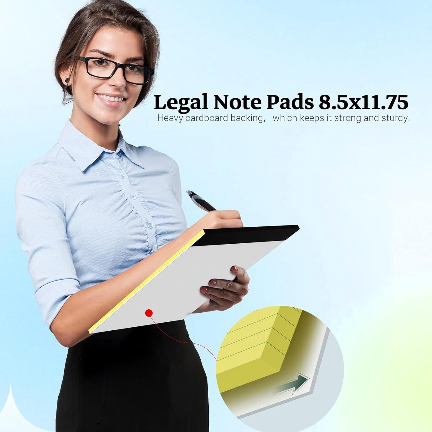 Legal Pads 8.5 x 11 Yellow Note Pads, 2 Pack College Ruled Notepads 8.5 x 11 Lined Paper, Yellow Notebook Paper Writing Pads 30 Sheets Per Legal Pads for Home Office School Supplies