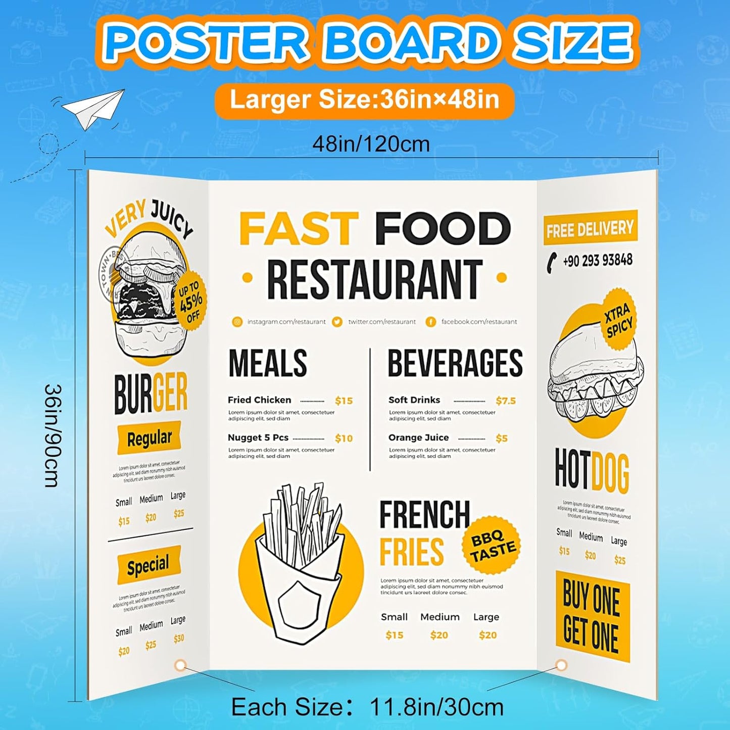 WinTS 18 PCS 36 x 48 Trifold Poster Board White Foldable Trifold Poster Boards Bulk for Science Fair,School Projects,Presentations,Exhibitions