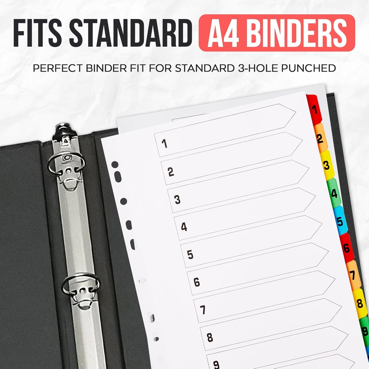 Binder Dividers with Tabs A4 10 Numbered | DIviders for 3 Ring Binder | for Organization Pages in 3 Ring Binder Dividers with tabs, Each Set Includes Tab Dividers - The Paper Shop (5)