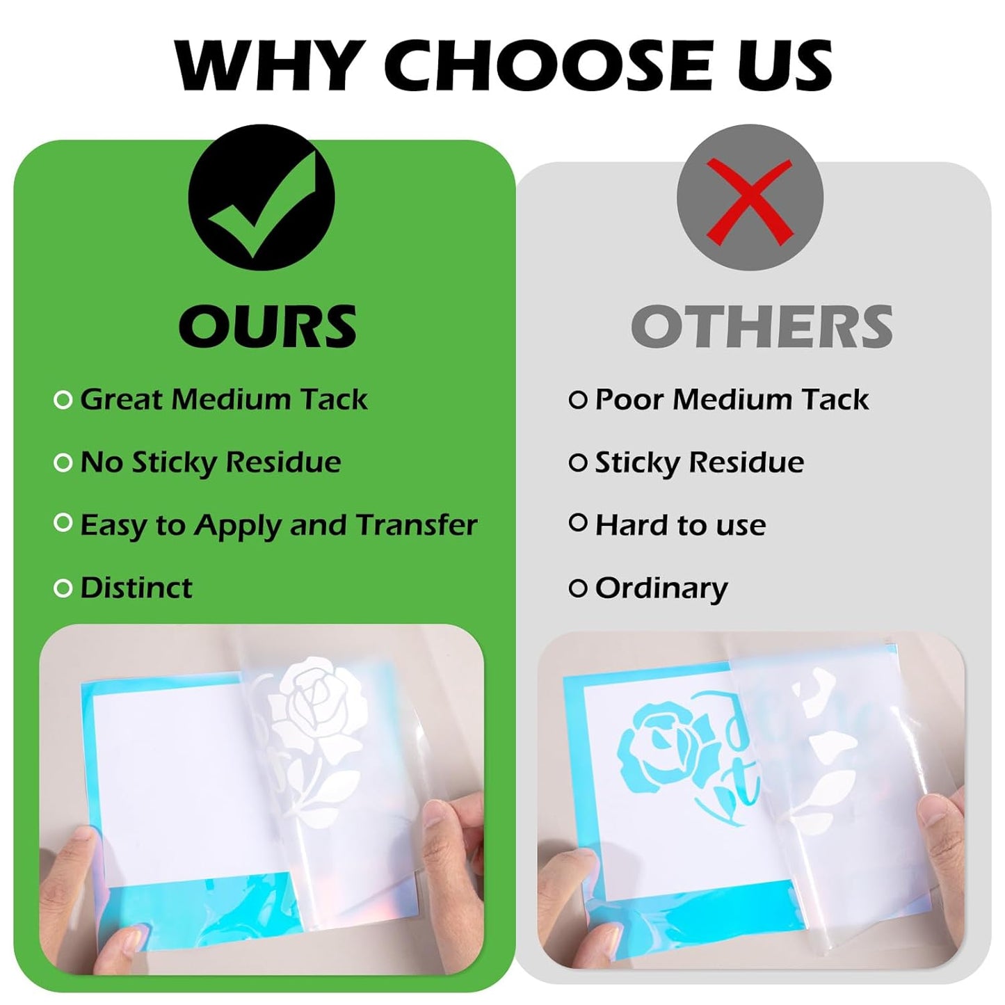 TECKWRAP Clear Transfer Tape for Vinyl, Medium Tack Vinyl Transfer Tape for Glossy and Matte Vinly Stickers Decals Signs Window, 12" x 22FT