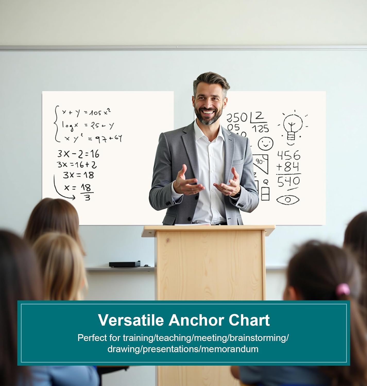 ViVin Sticky Easel Pad, 20 x 23 Inches Flip Chart Paper for Teachers and Students, Self Stick Easel Paper, 30 Sheets/Pad, 6 Pads/Pack