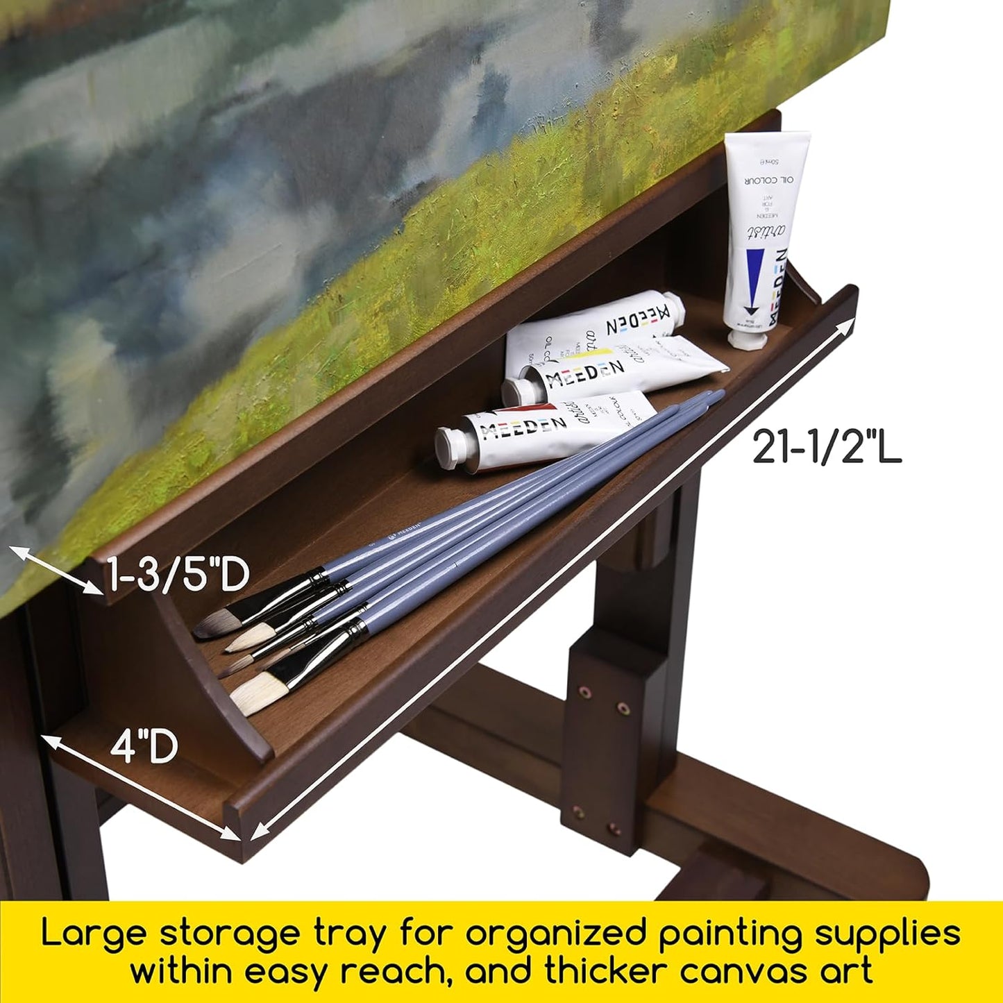 MEEDEN Extra Large H-Frame Studio Easel - Solid Beech Wooden Artist Professional Heavy-Duty Easel, Painting Art Easel Stand with 4 Premium Locking Silent Caster Wheels, Hold Max 82", Walnut