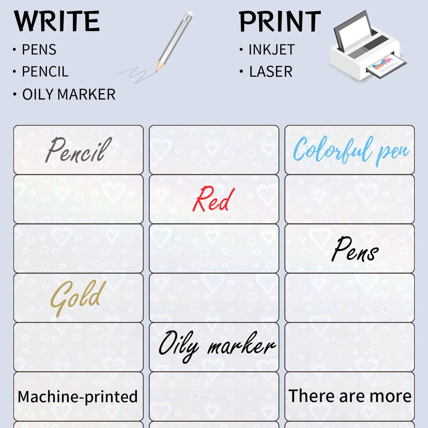 STARLIBOO Transparent Stickers Labels -1" x 2-5/8" Clear Address Labels Mailing Stickers for Laser/Inkjet Printer 8.5"×11"- 20 Sheet (Clear Holographic Heart)