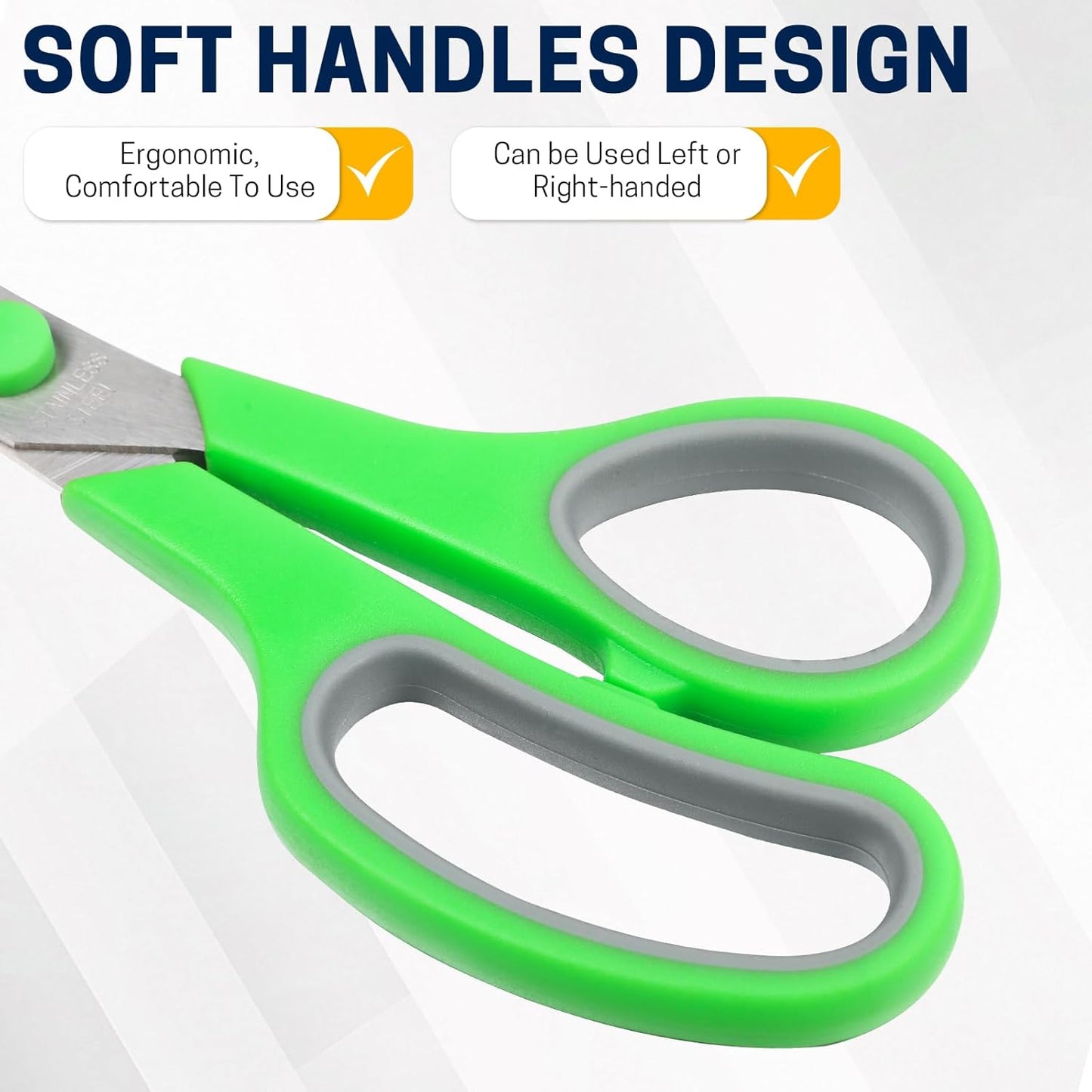 8" Multipurpose Scissor Bulk 48 Pack, Comfort Grip Handles Ultra Sharp Blade Shears Stainless Steel Scissors for Office Home, All Purpose Scissors