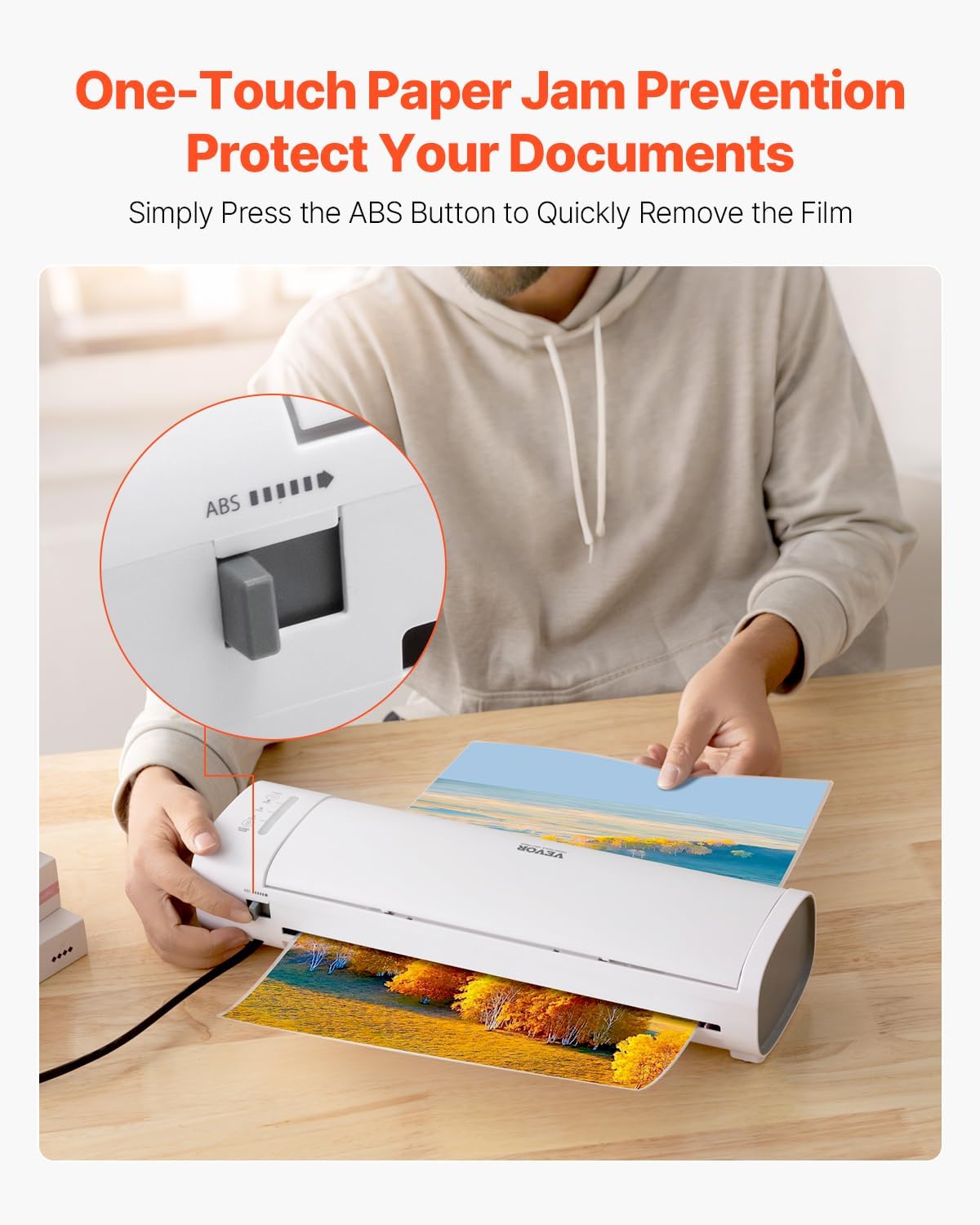 VEVOR Laminator Machine, Cold and Hot Laminator for Max A3 Paper Size, 1 min Quick Warm Thermal Laminator, 3-5 mil Thickness, Ideal for Home, Office, Business, or School Supplies, White + Grey