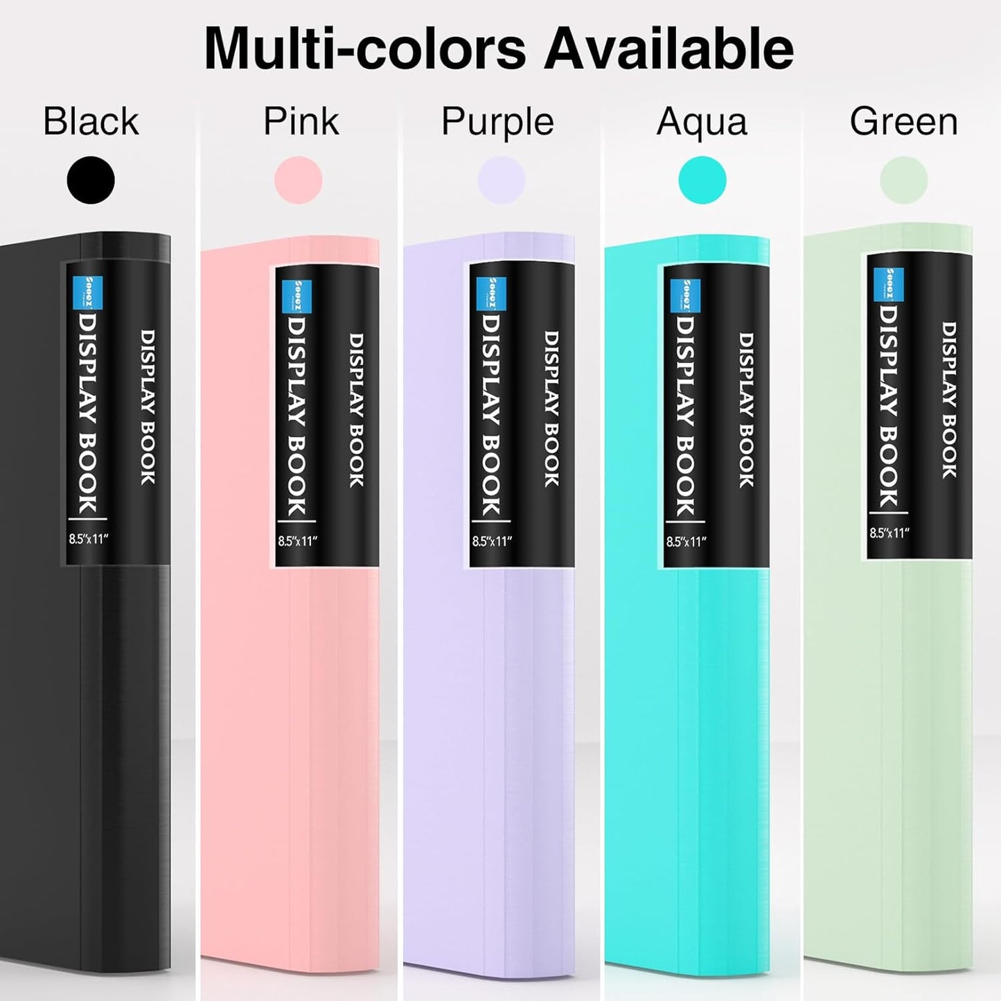 Sooez 72 Pocket Binder with Plastic Sleeves & Elastic Band, Large Capacity 8.5x11 Presentation Book Display 144 Pages, Art Portfolio Document Folder with Clear Sheet Protectors for Office School